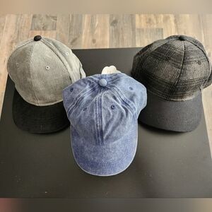 Stylish Kids Caps Trio - Gray, Black, Blue